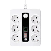 Hp-h04 3000w 10amper 6’lı 2metre Uzatma Kablolu Çoklu Termal Akım Priz thumbnail 3