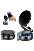 Metalik Magsafe Telefon Tutucu Tüm Yüzeylerle Uyumlu Vakumlu 360 Dönen Oynar Başlık thumbnail 1