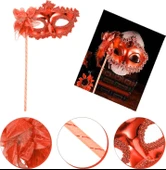 Kırmızı Işıltılı Tutmalı Fotoğraf Çekimi Maskesi 18x29 cm (5365) thumbnail 1