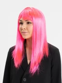 Şeker Pembesi Koyu Pembe Renk Uzun Düz Parti Peruğu (5365) thumbnail 3