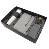 Modern Gri Dörtlü Vip Hediye Seti / Ajanda, Kalem, Termos ve Powerbank thumbnail 4