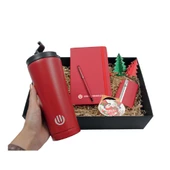 Kırmızı Dörtlü Set | VIP Hediye Özel Kutusu ile - Termos, Defter, Defter ve Kartvizitlik thumbnail 1