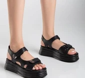 Saide Siyah Cilt Cırt Cırtlı Sandalet thumbnail 4