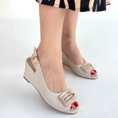 Mamba Bej Cilt Dolgu Topuk Ayakkabı thumbnail 4