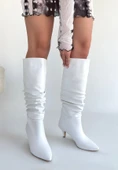 Zelya Beyaz Cilt Topuklu Çizme thumbnail 1