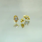 Gümüş Küpe - Kadın Octagon Kesim Zultanit (Renk Değiştiren)Taşlı 0.95 Karat Pırlanta Montörü 925 Ayar Gümüş Küpe - 4