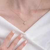 Gümüş Kolye - Oval Signity (Zirkon) Taşlı Modern Tasarım 925 Ayar Gümüş Kolye - 3