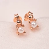 Gümüş Küpe - 925 Ayar Gümüş İnci Modelli Küpe - 7