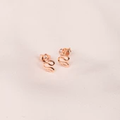 Gümüş Küpe - 925 Ayar Gümüş Yılan Desenli Taşlı Minimal Küpe - 6