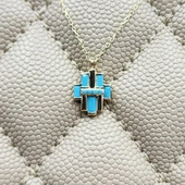 Gümüş Kolye - Çoklu Baget Enerji 925 Ayar Gümüş Kolye-Firuze Taşlı Baget Hediyelik Gümüş Kolye - 2