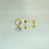 Gümüş Küpe - Kadın Yuvarlak Opal Taşlı 925 Ayar Gümüş Küpe - 2