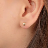 Gümüş Küpe - 925 Ayar Gümüş Minimal Top Küpe - 2