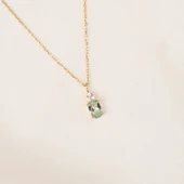 Gümüş Kolye - 1.50 Ct Nano Peridot Pırlanta Montürü Gümüş Kolye - Hediyelik Pırlanta Montürü Kolye - 5