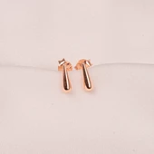 Gümüş Küpe - 925 Ayar Gümüş Minimal Su Damlası Küpe - 7