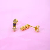 Gümüş Küpe - Kadın Prenses Kesim Mistik Topaz Taşlı Minimal Tasarım 925 Ayar Gümüş Küpe - 2