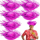 Tropikal Parti Fuşya Hasır Hawaii Şapkası thumbnail 2