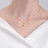 Gümüş Kolye - Damla Mekik Gözlü Çift Renk Mineli 925 Ayar Gümüş Kolye - İki Farklı Renk Gümüş Kolye - 3