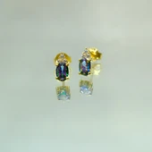 Gümüş Küpe - Kadın Oval Kesim 1.10 Karat Mistik Topaz Taşlı Modern 925 Ayar Gümüş Küpe - 2