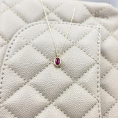 Gümüş Kolye - 1.05 Karat Ruby Taşlı Tasarım Modern 925 Ayar Gümüş Kolye - Ruby Taşlı Hediyelik Kolye - 7