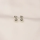 Gümüş Küpe - 925 Ayar Gümüş Minimal Top Küpe - 8