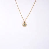 Gümüş Kolye - Damla Mekik Gözlü Çift Renk Mineli 925 Ayar Gümüş Kolye - İki Farklı Renk Gümüş Kolye - 8