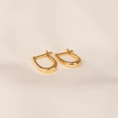 Gümüş Küpe - 925 Ayar Gümüş Oval Halka Küpe - 5