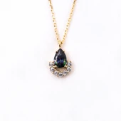 Gümüş Kolye - 0.50 Karat Mistik Topaz Damla Ay Tasarım Doğal Taşlı 925 Ayar Gümüş Kolye thumbnail 2