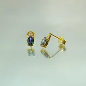 Gümüş Küpe - Kadın Oval Kesim 1.10 Karat Mistik Topaz Taşlı Modern 925 Ayar Gümüş Küpe - 4