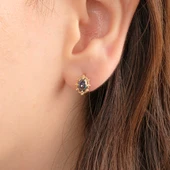 Gümüş Küpe - 925 Ayar Gümüş Vintage Tasarım Mistik Topaz Taşlı Küpe - 1