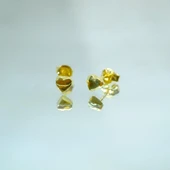 Gümüş Küpe - 925 Ayar Gümüş Minimal Kalp Figürlü Küpe - 4