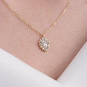 Gümüş Kolye - Oval Signity (Zirkon) Taşlı Modern Tasarım 925 Ayar Gümüş Kolye - 1