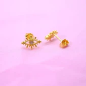 Gümüş Küpe - Kadın Minimal Zirkon Taşlı Göz Tasarım 925 Ayar Gümüş Küpe - 1