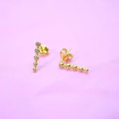 Gümüş Küpe - 925 Ayar Sıra Taşlı Modern Tasarım Zirkon Taşlı Gümüş Küpe - 1