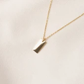 Gümüş Kolye - Harf Yazılabilir Dikdörtgen Plaka 925 Ayar Gümüş Kolye - 3