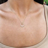 Gümüş Kolye - Simenta Yarım Ay Taşlı Modern Tarz 925 Ayar Gümüş Kolye - Ay Taşlı Hediyelik Kolye thumbnail 7