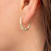 Gümüş Küpe - 925 Ayar Gümüş Oval Halka Küpe - 3