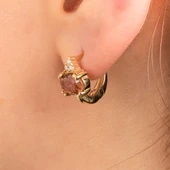 Gümüş Küpe - 925 Ayar Gümüş Oval Zultanit Taşlı Tektaş Küpe - 2