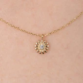 Gümüş Kolye - Zirkon Taşlı Tasarım 925 Ayar Gümüş Kolye - 1