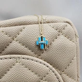 Gümüş Kolye - Çoklu Baget Enerji 925 Ayar Gümüş Kolye-Firuze Taşlı Baget Hediyelik Gümüş Kolye - 6