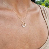 Gümüş Kolye - Simenta Yarım Ay Taşlı Modern Tarz 925 Ayar Gümüş Kolye - Ay Taşlı Hediyelik Kolye thumbnail 8