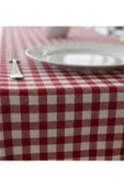Kırmızı Beyaz Pötikare 6 Kişilik Masa Örtüsü 150x210 cm Şık Yemek Masası Örtüsü - 2