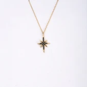 Gümüş Kolye - Oniks (Siyah) Taşlı Polaris Kutup Yıldızı 925 Ayar Gümüş Kolye - 2