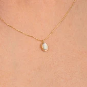 Gümüş Kolye - Opal Oval Taşlı 925 Ayar Gümüş Kolye - 1