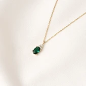 Gümüş Kolye - Zümrüt Oval Taşlı 925 Ayar Gümüş Kolye - 7