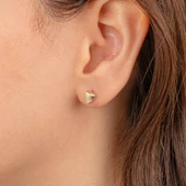 Gümüş Küpe - 925 Ayar Gümüş Minimal Kalp Figürlü Küpe - 2