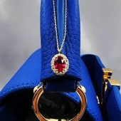 Gümüş Kolye - Lal Taşlı Vintage 925 Ayar Gümüş Kolye-Lal Taşlı Divarane Taşlı Hediyelik Gümüş Kolye - 2