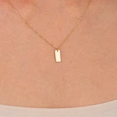 Gümüş Kolye - Harf Yazılabilir Dikdörtgen Plaka 925 Ayar Gümüş Kolye - 1