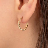 Gümüş Küpe - 925 Ayar Gümüş Bal Peteği Modelli Altıgen Küpe - 3