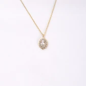 Gümüş Kolye - Oval Signity (Zirkon) Taşlı Modern Tasarım 925 Ayar Gümüş Kolye - 4