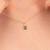 Gümüş Kolye - Zümrüt Oval Taşlı 925 Ayar Gümüş Kolye - 1